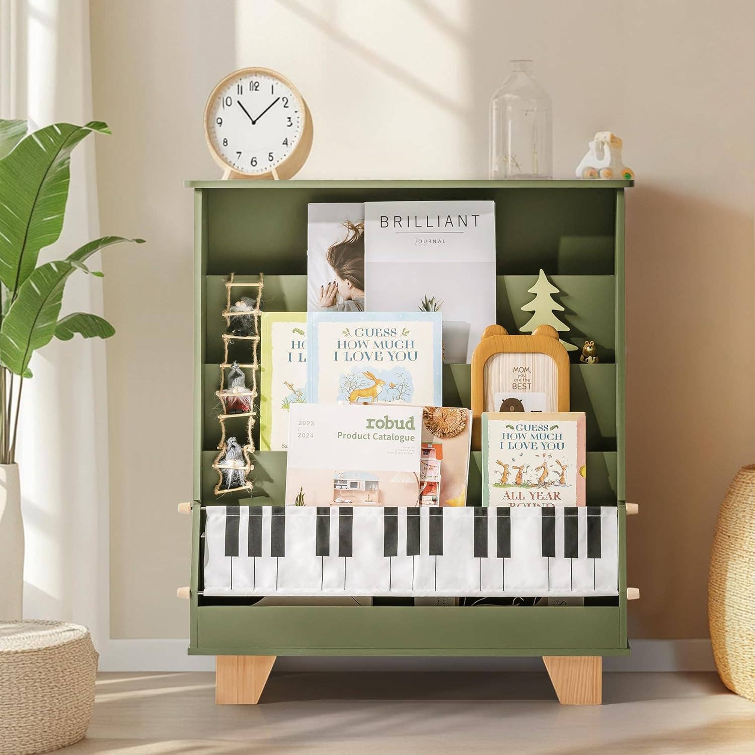 Robud & Mewoofun Official Store - Wholesale Bookcase - ROBOTIME 4-Tier Kid Toddler Bookshelf Front and Back Storage9