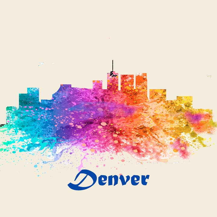 City Of Denver Skyline Poster Watercolor Art for wholesale by BMS BIZ