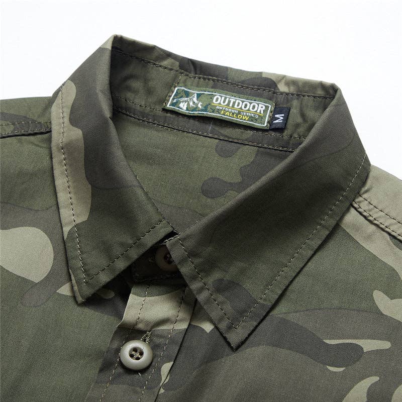 Ecovear - Wholesale Button Down Shirt - Men's - Outdoor Camo Cargo Lapel Long Sleeve Men Shirt1