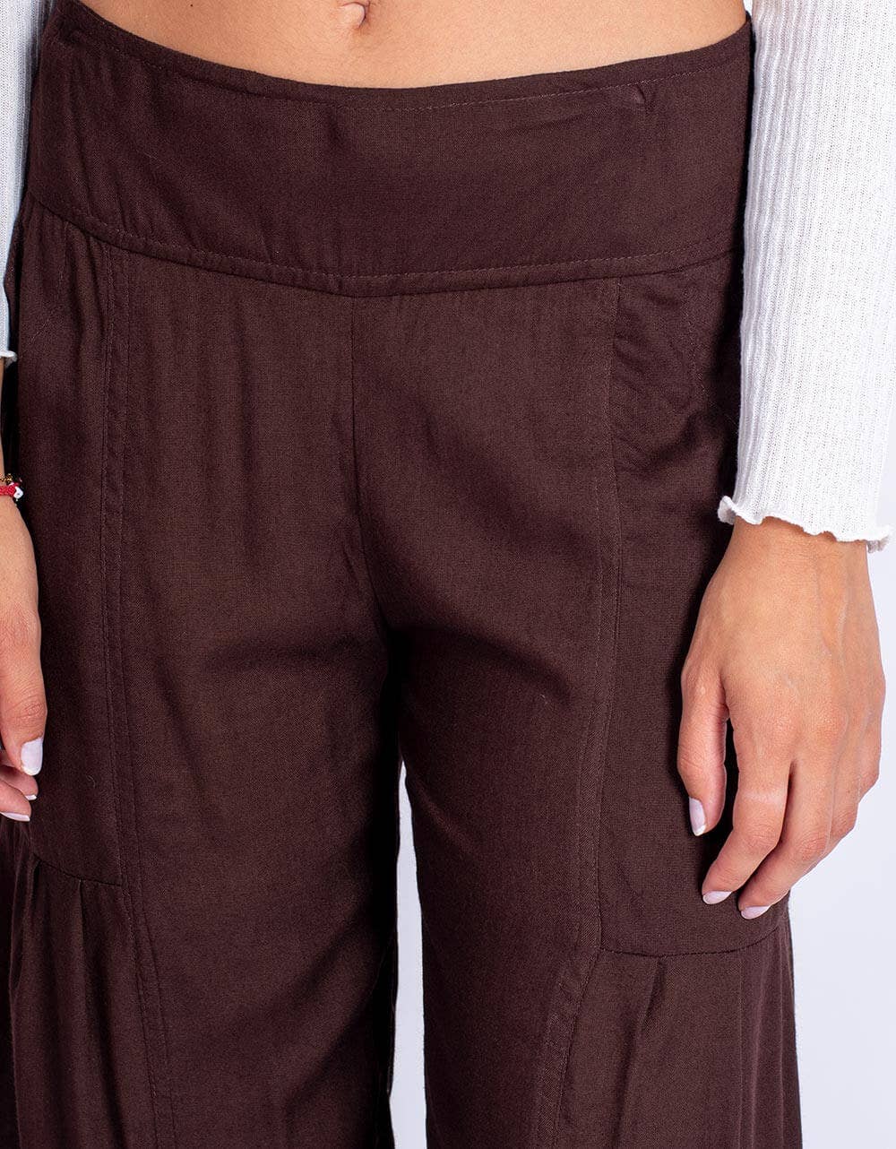 Kimago Look - Wholesale Pants - Women's - Chocolate Brown Ethnic Viscose Pants4