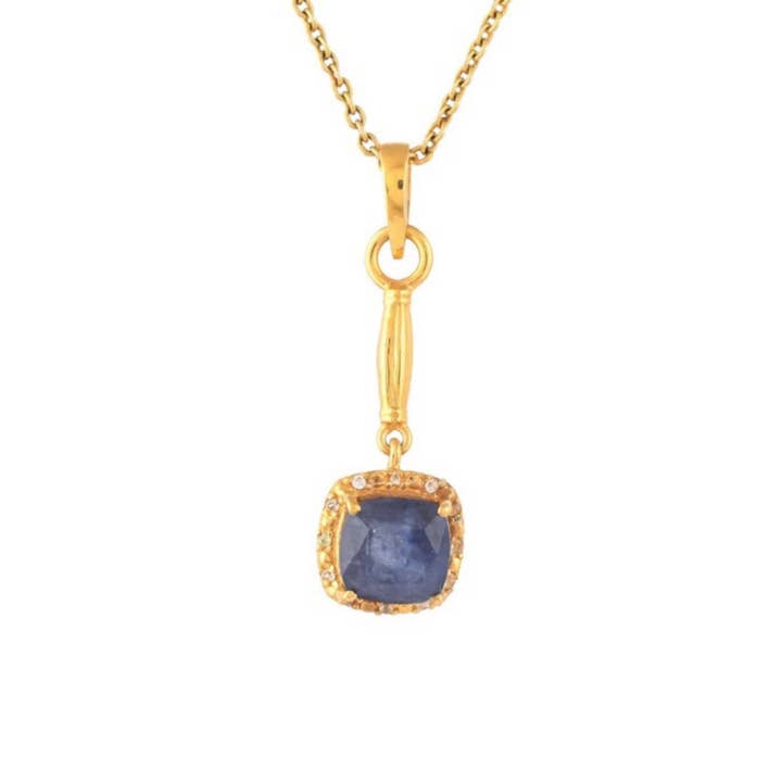 Blue Sapphire & White Topaz Gold Vermeil Over Silver Pendant for wholesale by Misteerious Seed