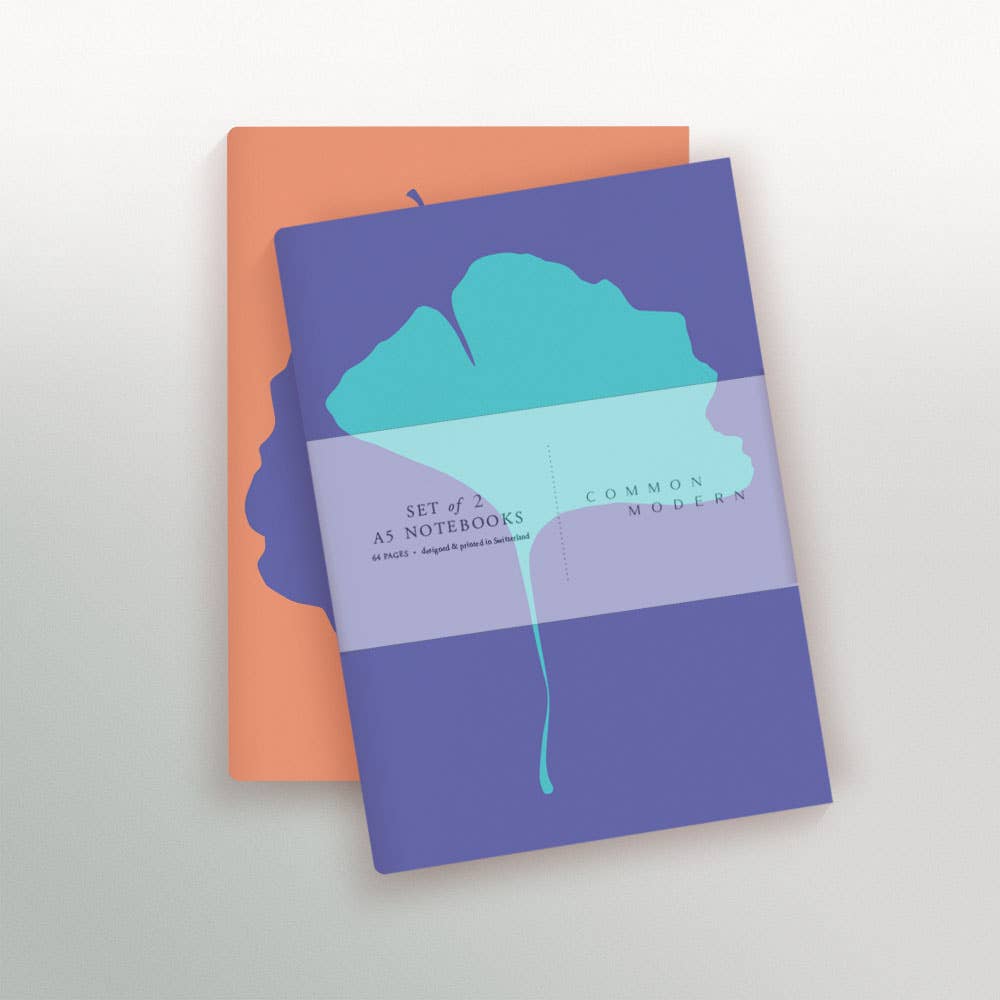 Common Modern - Wholesale Notebook - Ginkgo-Peri A5 Notebook Set of 2 | Notebooks | Stationery1