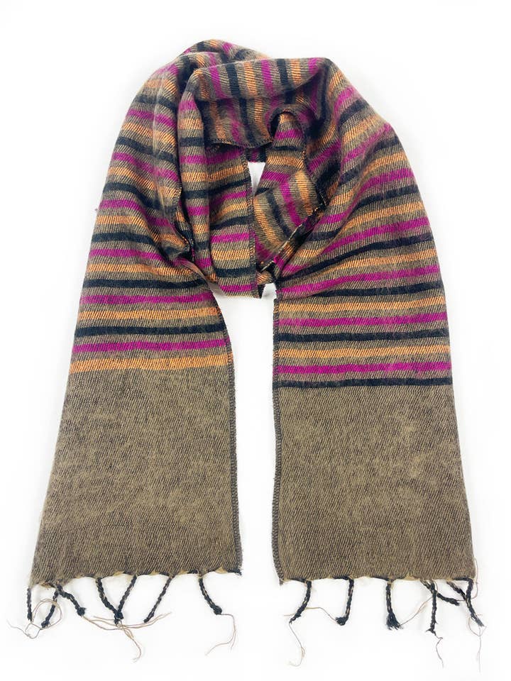 Multi Striped Brushed Woven Scarf for wholesale by Zig Zag Asian Collection