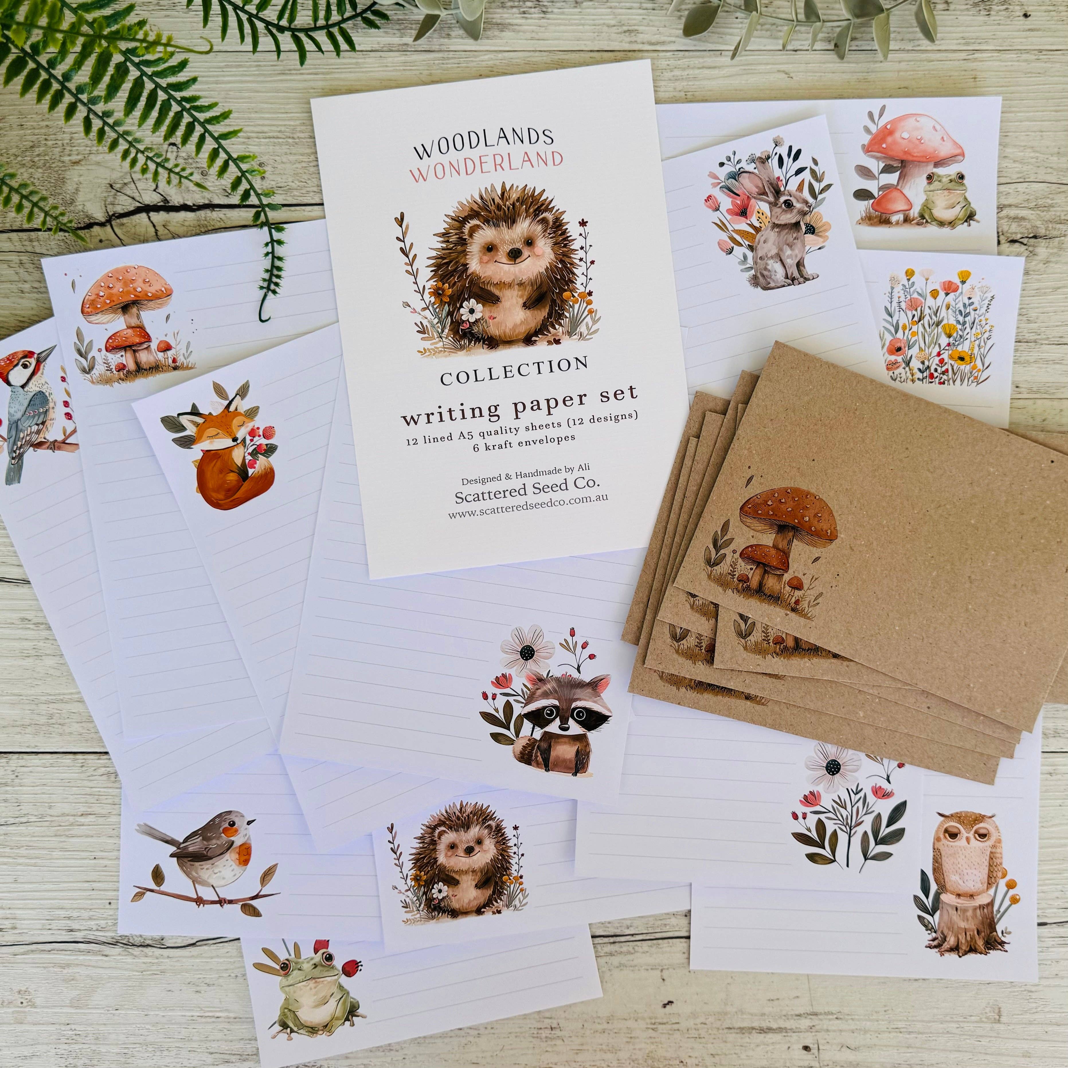 Scattered Seed Co - Wholesale Stationery/Notecard Set - WOODLANDS Wonderland Letter Writing Paper Set for kids6