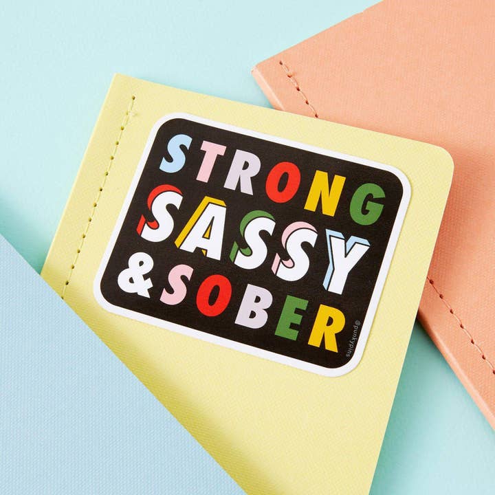 Strong Sassy and Sober Vinyl Laptop Sticker for wholesale by Punky Pins