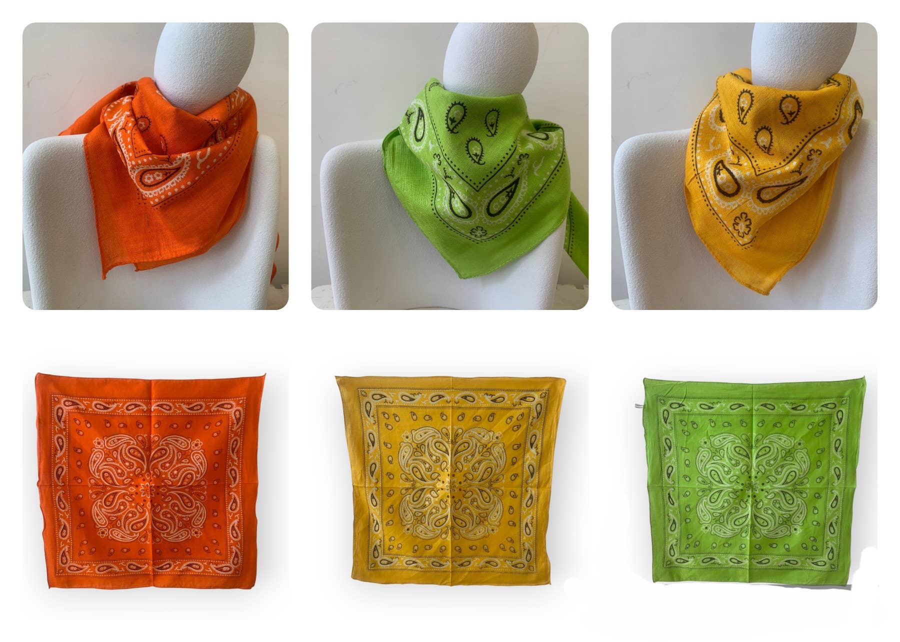 Nola by bijusol - Vente Écharpe – femme - Foulards/Bandanas Carrés en Coton 55 cm x 55