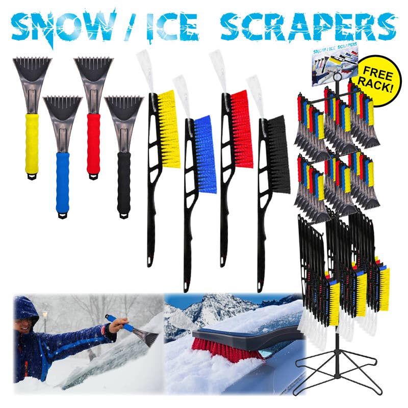 Deluxe Import Trading - Wholesale Automotive Cleaning Products - 144pc Ice Scraper & Snow Brushes Display0