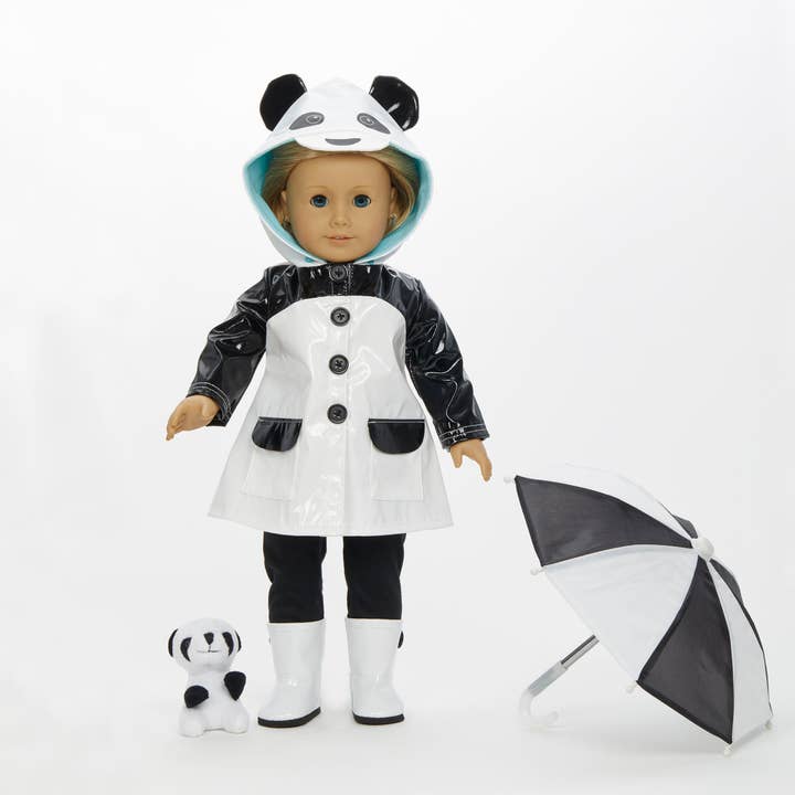 18" Doll Clothes - Winter Panda Raincoat: 5 Pc Set for wholesale by MangoPeaches