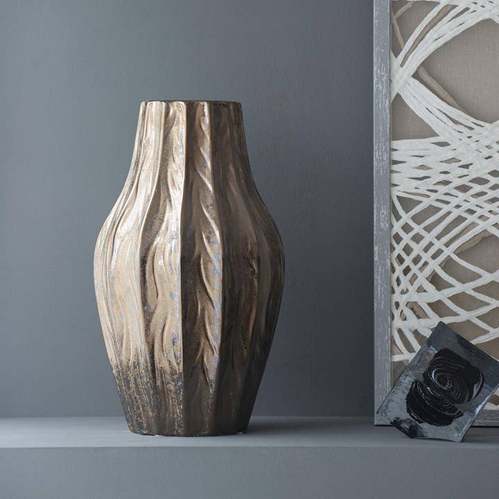 D9x15.5" Spitzer Tall Metallic Glaze Ceramic Vase - Bronze and other Purchase wholesale tall fluted vases. Free returns & net 60 terms on Faire trending on Faire.
