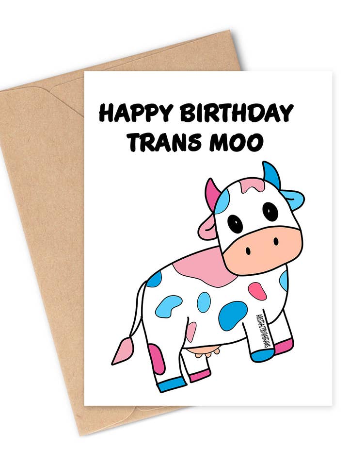 FELIZ ANIVERSÁRIO CARTÃO DE SAUDAÇÃO TRANS MOO por atacado de Two Brides Presents