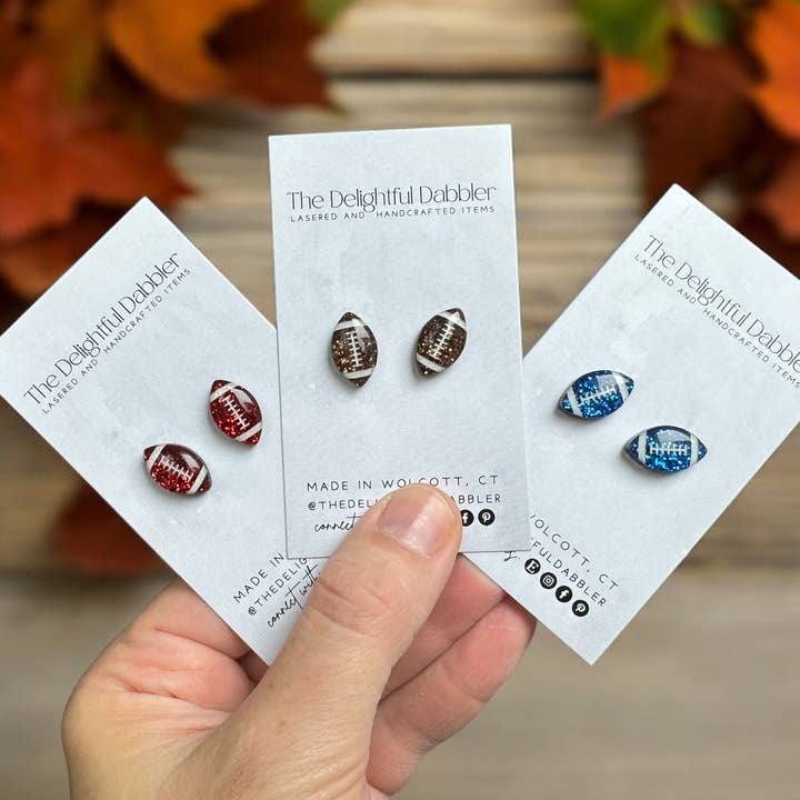 Football Stud Earrings for wholesale by The Delightful Dabbler LLC