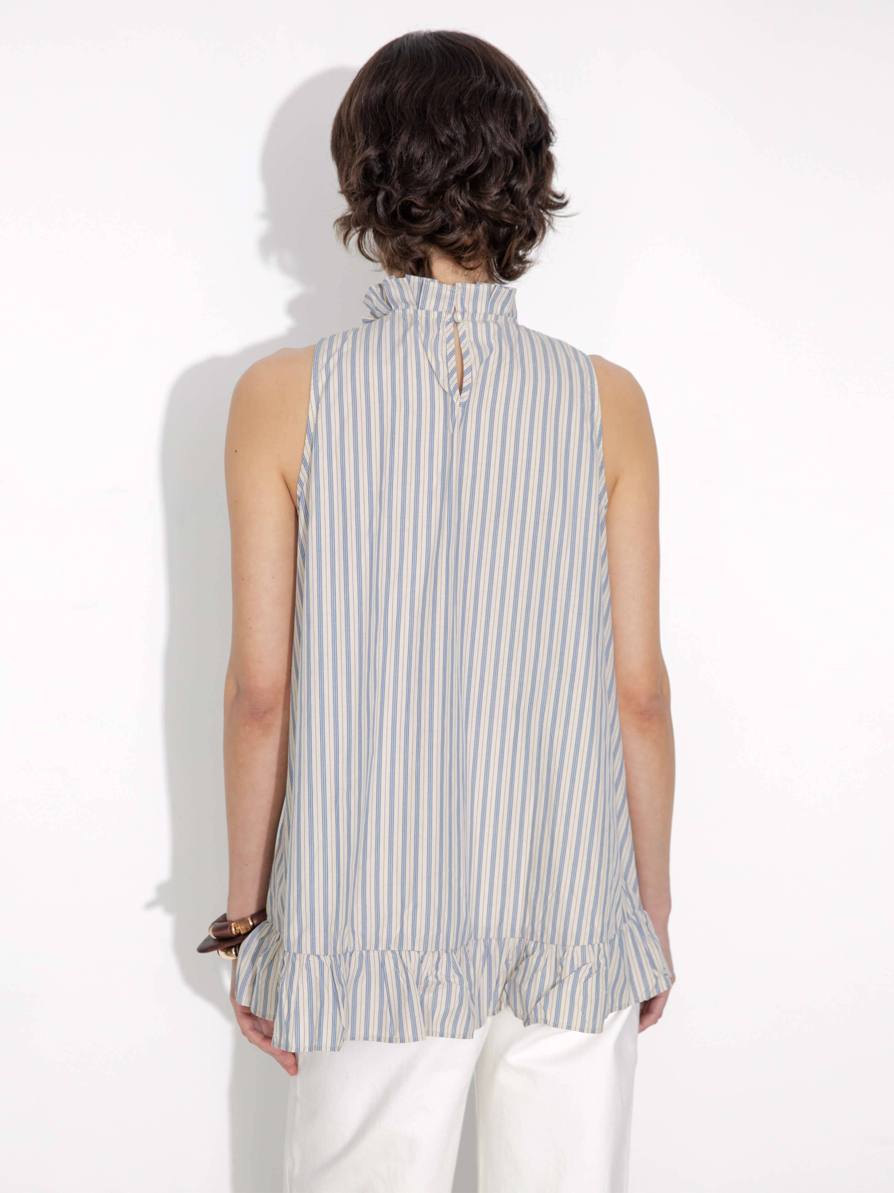 CUBIC - Wholesale Blouse - Women's - Ruffle Stand Collar Tie A-line Tank Top10