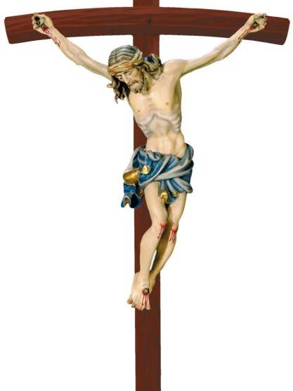 Jesús Crucificado Barroco en Madera Artesanal del Valle de Gardena para venta al por mayor de Dolfi