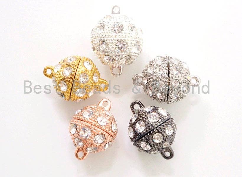 BestBeads&Beyond - Wholesale Clasp - White/Silver/Gold/Rose Gold/Black Rhodium Plated Strong Magnetic Ball Clasp, Clasp Findings,10mm,12mm,14mm,16mm Clasps ,SKU#C620