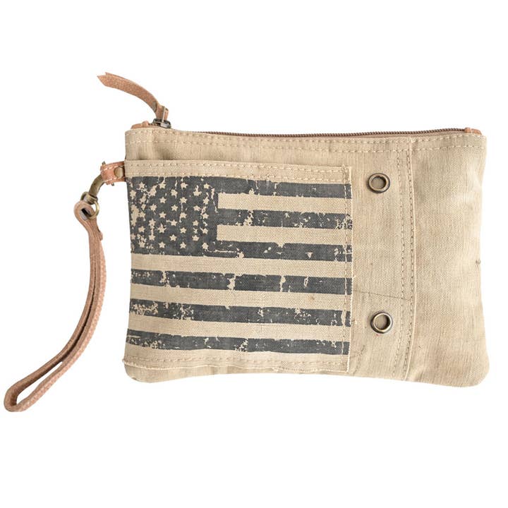 VINTAGE FLAG WRISTLET for wholesale by Clea Ray Canvas Bags & Clothing