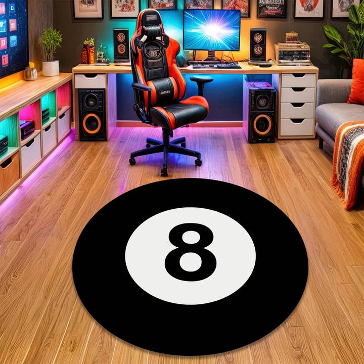 Zwarte 8-Ball Vloerkleed: Retro Gamer Kamerdecor voor wholesale door Rugendary Trade LLC