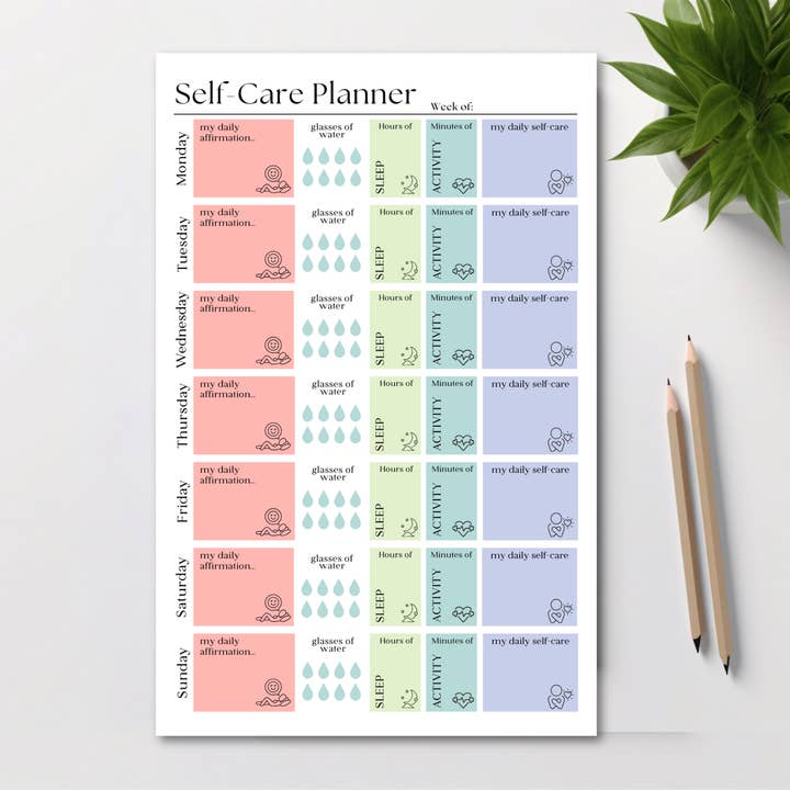 Weekly Self-Care Planner: 50 Page Tear-Off Notepad for wholesale by Eleventh and Taylor