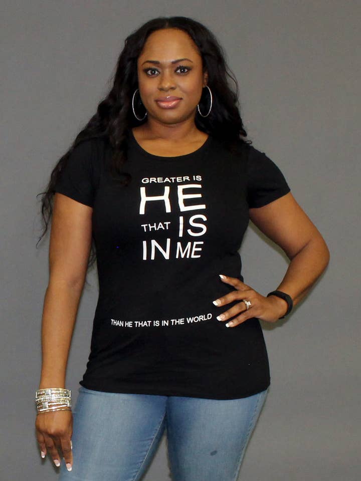 Greater is HE that is In Me (Lady Tee) for wholesale by TBOC Apparel