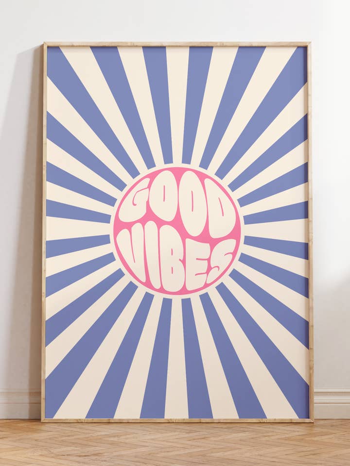 Good Vibes Retro Print | Wall Art Poster | Funky Home Decor for wholesale by By Honey Studios