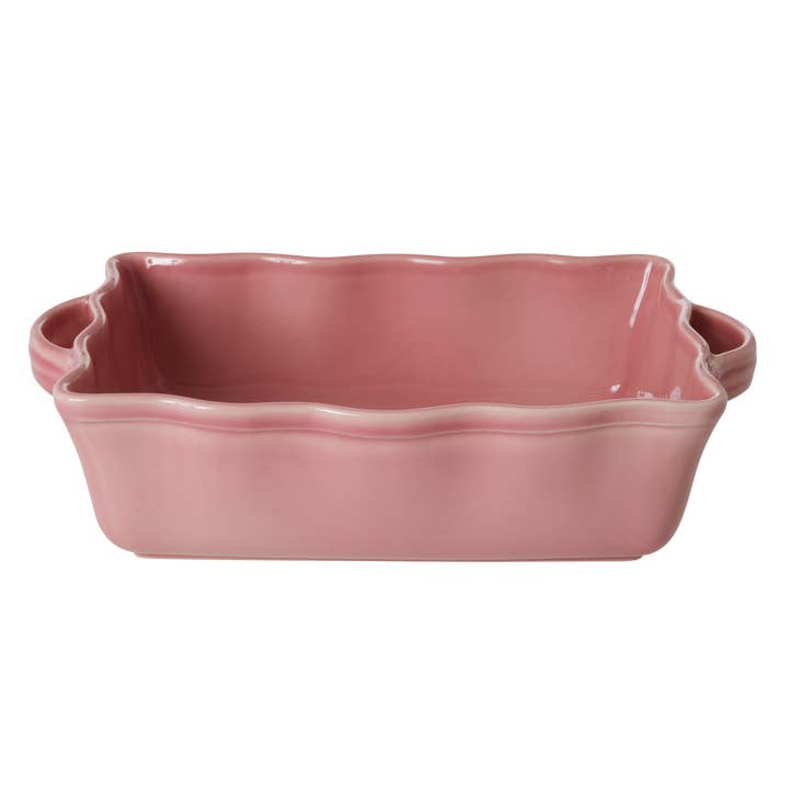 Large Rectangular Stoneware Oven Dish - Soft Pink for wholesale by RicebyRice