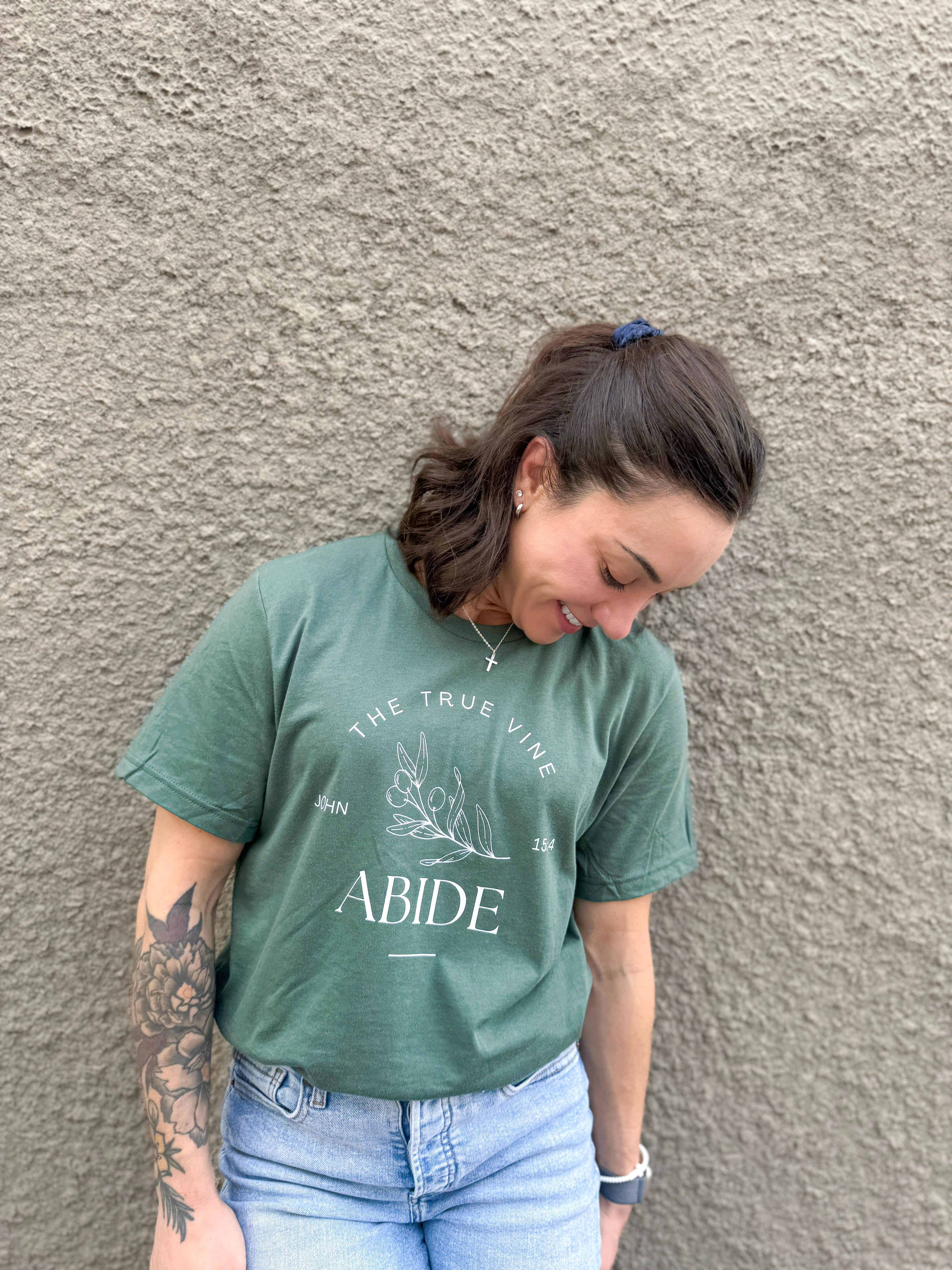 Faith & Life Christian Brands - Wholesale Screen Printed T-Shirt - Women's - Abide Olive Branch Vine Women's Christian Graphic T-Shirt20