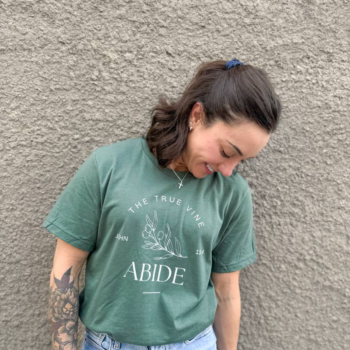 Faith & Life Christian Brands - Wholesale Screen Printed T-Shirt - Women's - Abide Olive Branch Vine Women's Christian Graphic T-Shirt20