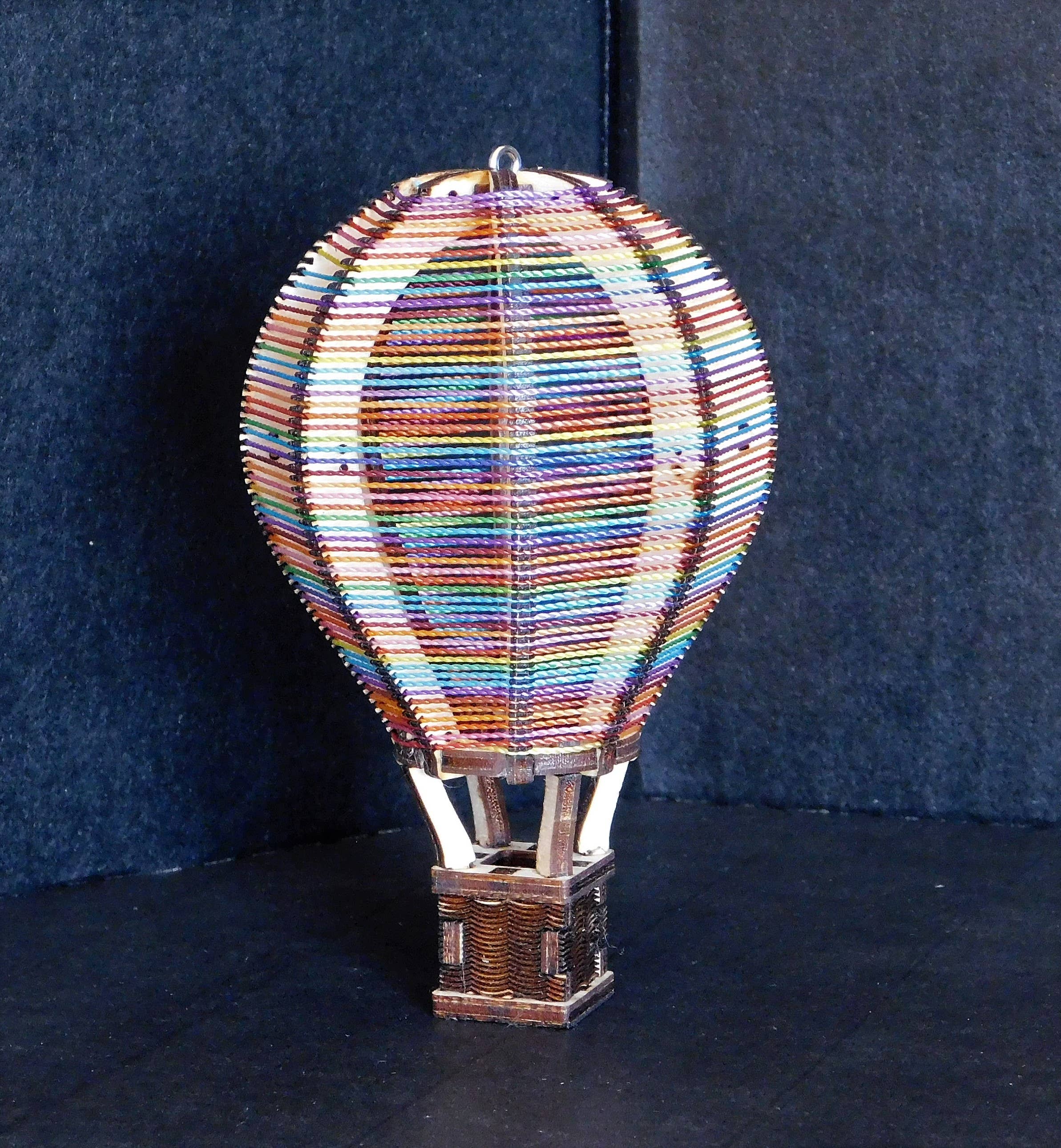 Majestic Elf Cat - Wholesale Ornament - Small Wooden String Hot Air Balloon Ornament, Handmade1