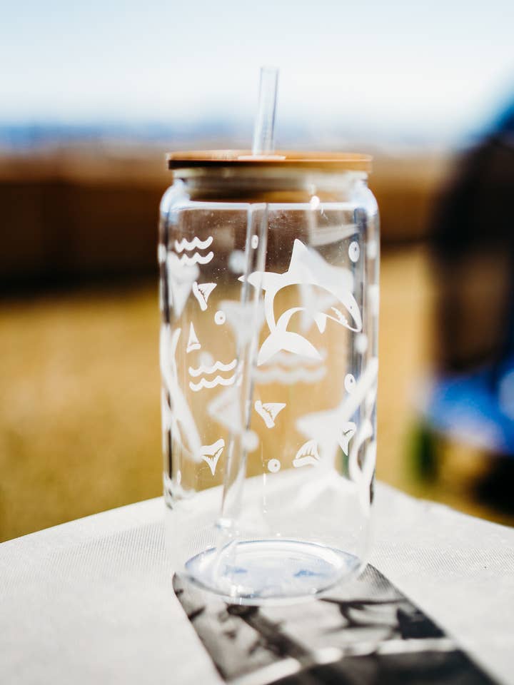 Etched Iced Coffee Glass Can, 16oz Iced Coffee Glass for wholesale by Lester Lou’s Designs