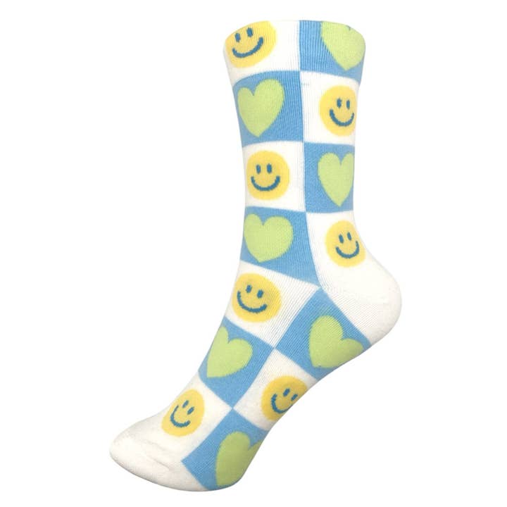 Sensibling Corp. - Wholesale Socks - Women's - 10Pairs - Smile Face Heart Pattern Printed Socks1