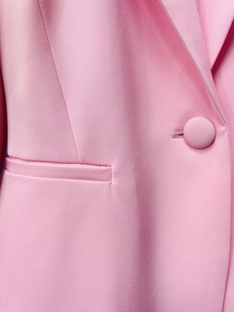 Rosa SET9-6L Chic rosa kavaj med en knapp och utsvängda byxor set för wholesale på Faire10