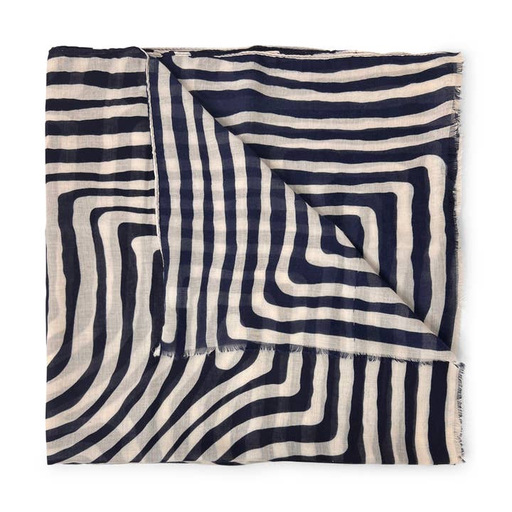 Blau-weiß gestreifter Modeschal für den Großhandel von YOUZEY