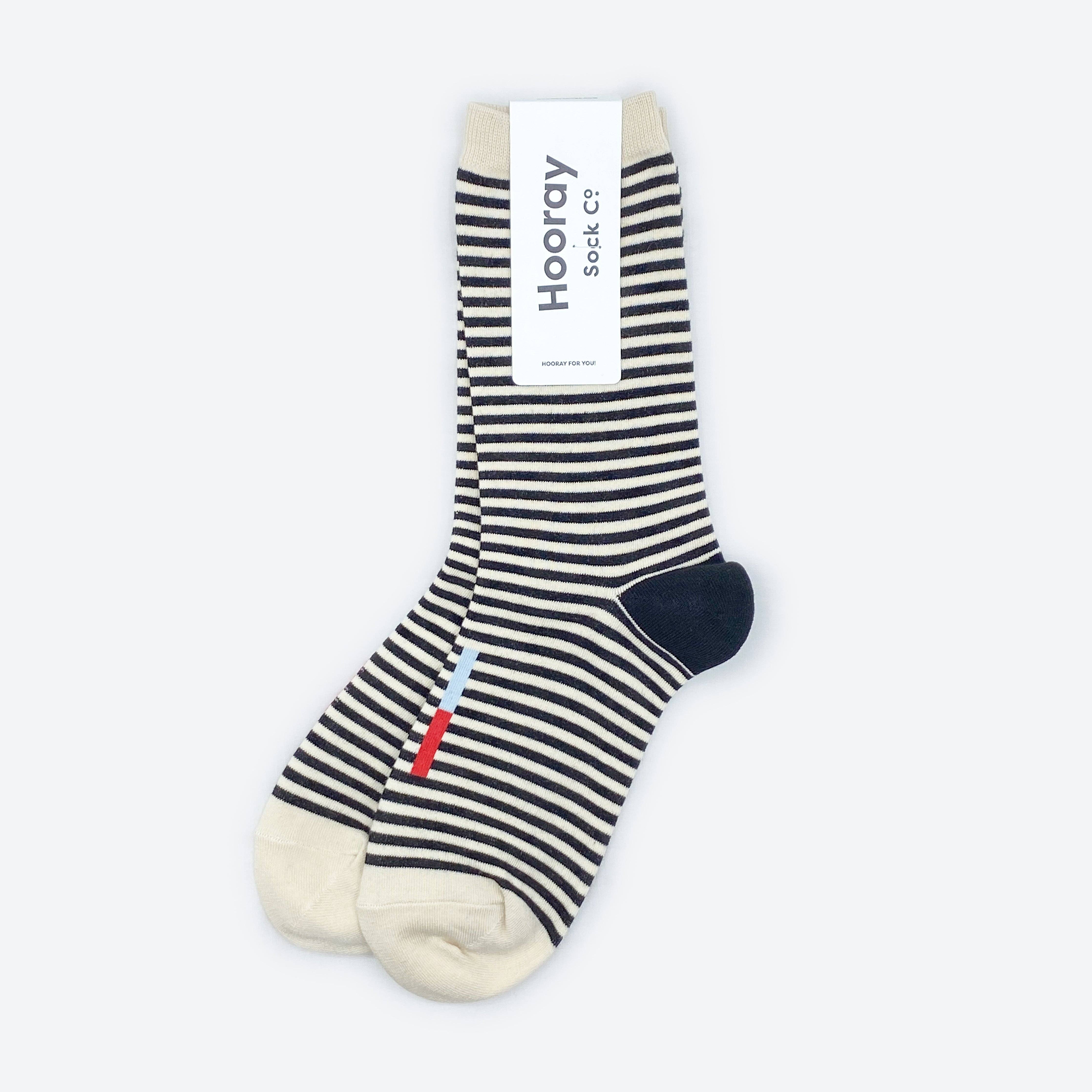 Hooray Sock Co. - Wholesale Socks - Unisex - Cole Black and White Striped Crew Socks5