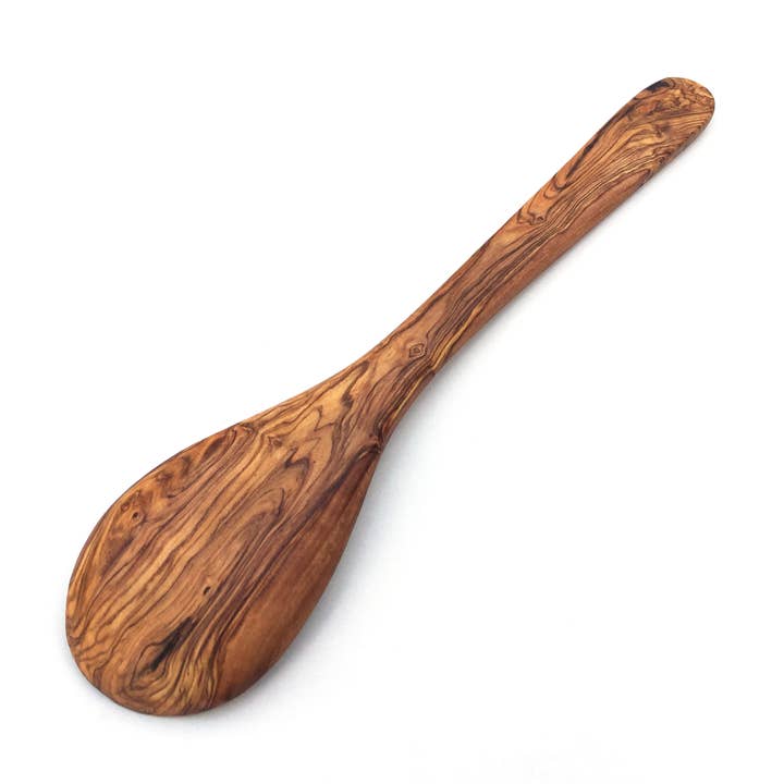 medina mood - Wholesale Kitchen Spoon - Hamburg cooking spoon with wide curved handle made of olive wood6