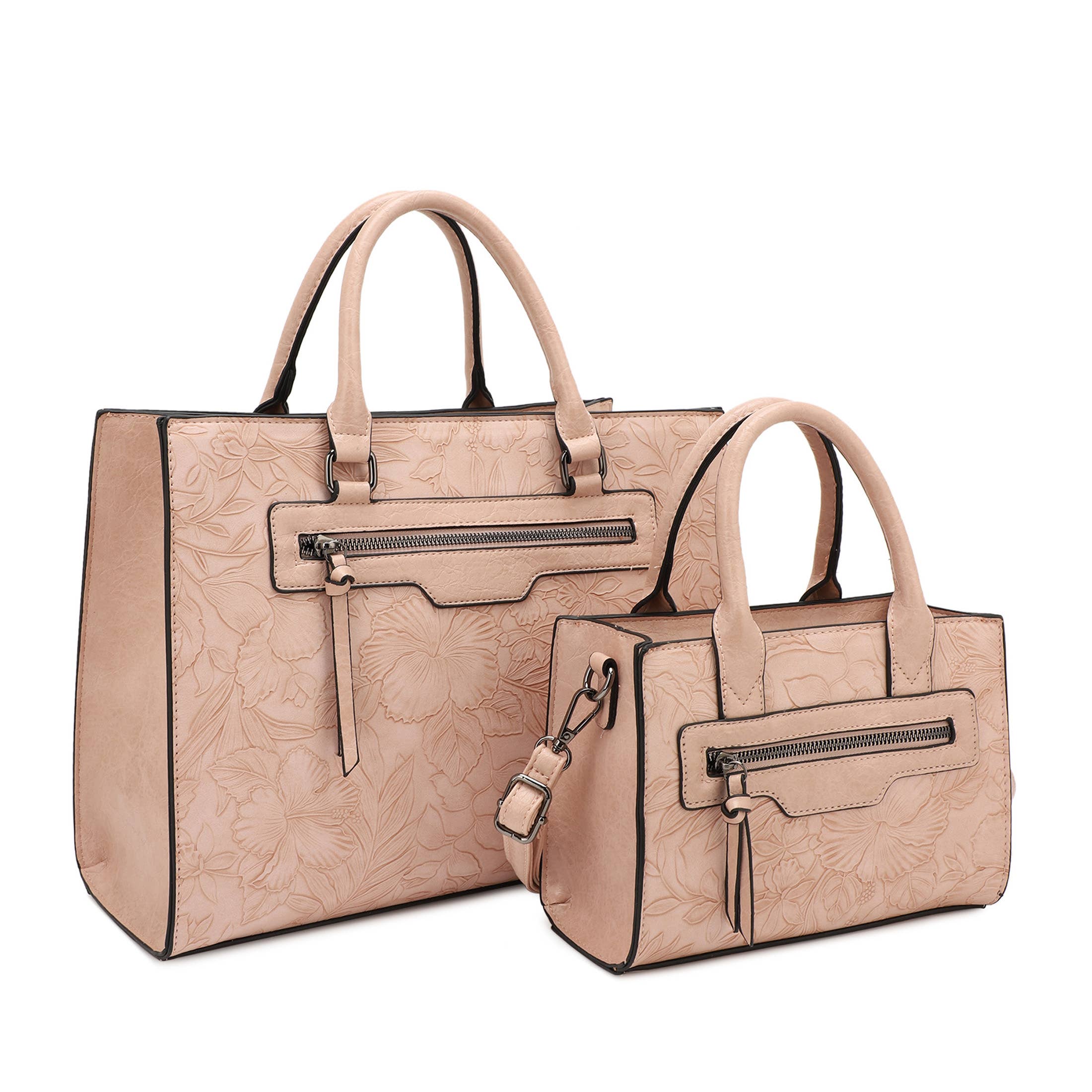 KAYLA+AVA – Engroshandel Tote bag - Dame – Morgan Hibiscus Blomstermønstret Præget Taske Sæt15