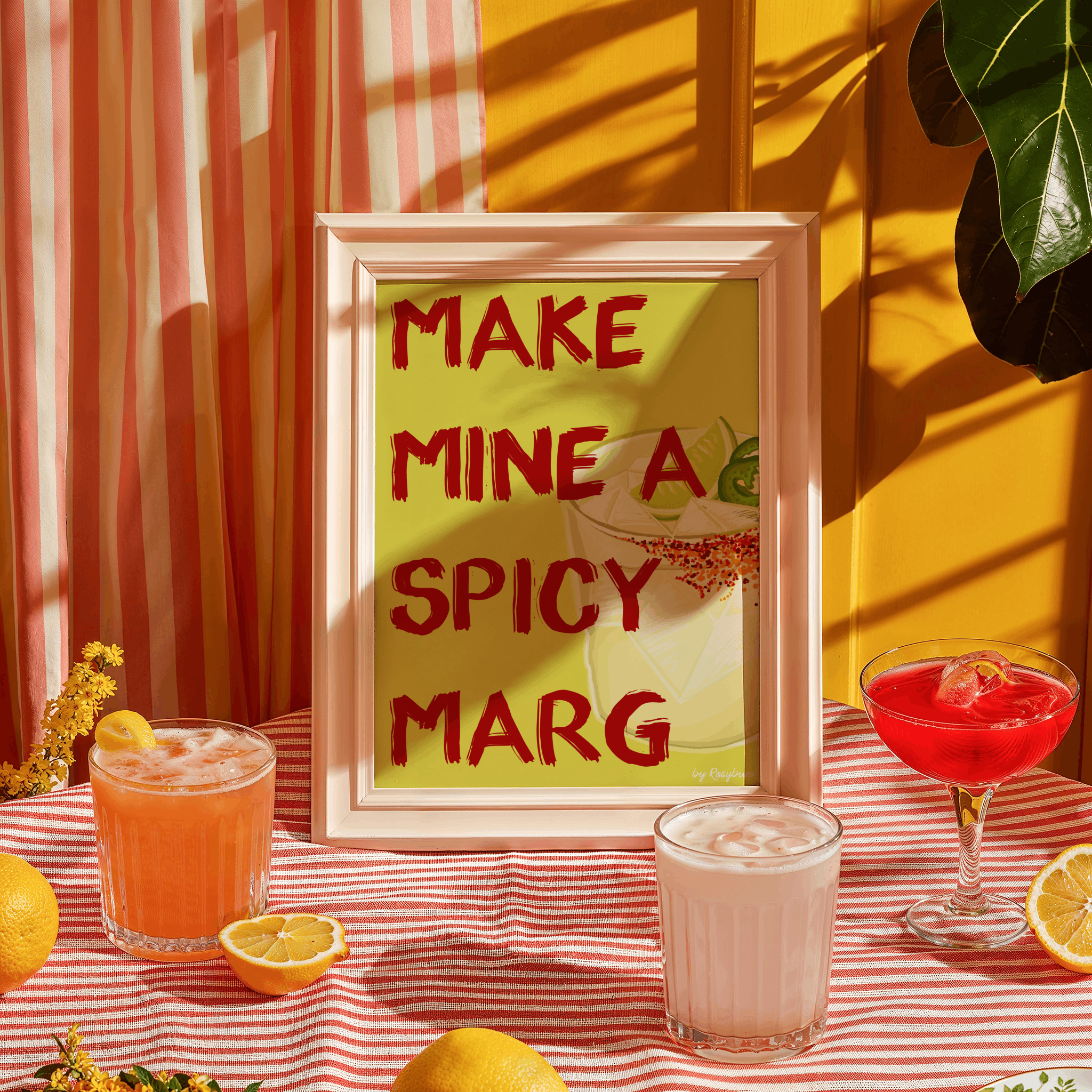 by Rosybum - Wholesale Art Print - Make Mine A Spicy Marg - Spicy Margarita Cocktail Wall Art4