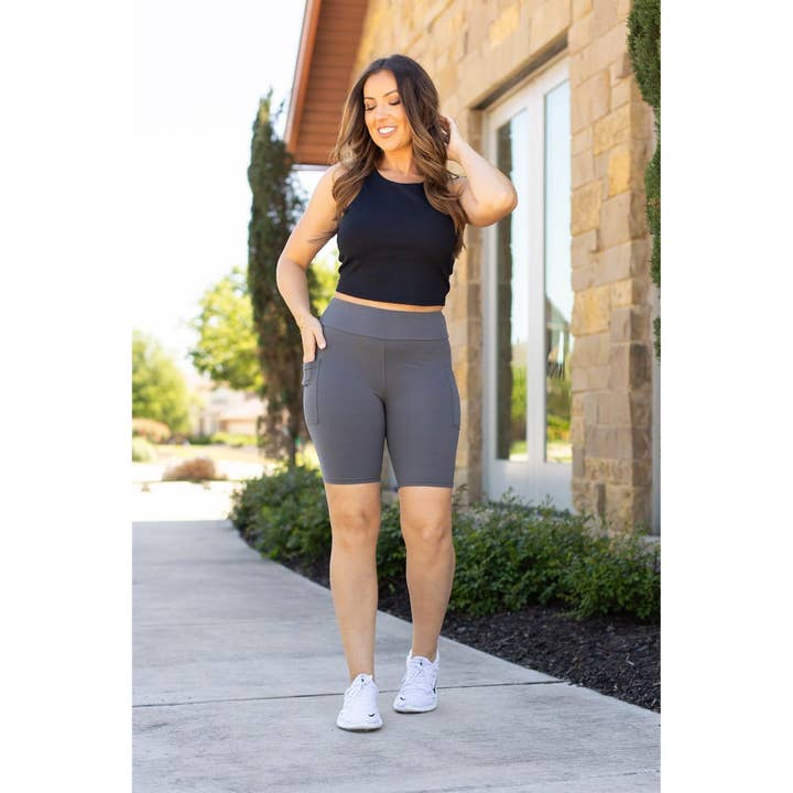 The Christy - Charcoal BIKER SHORTS for wholesale by Julia Rose Wholesale