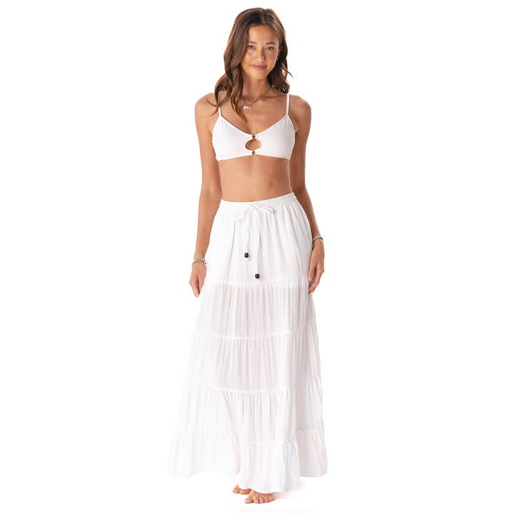 Lotus and Luna - Wholesale Skirt - Women's - White Shipwrecked Maxi Skirt (W/ Bead)