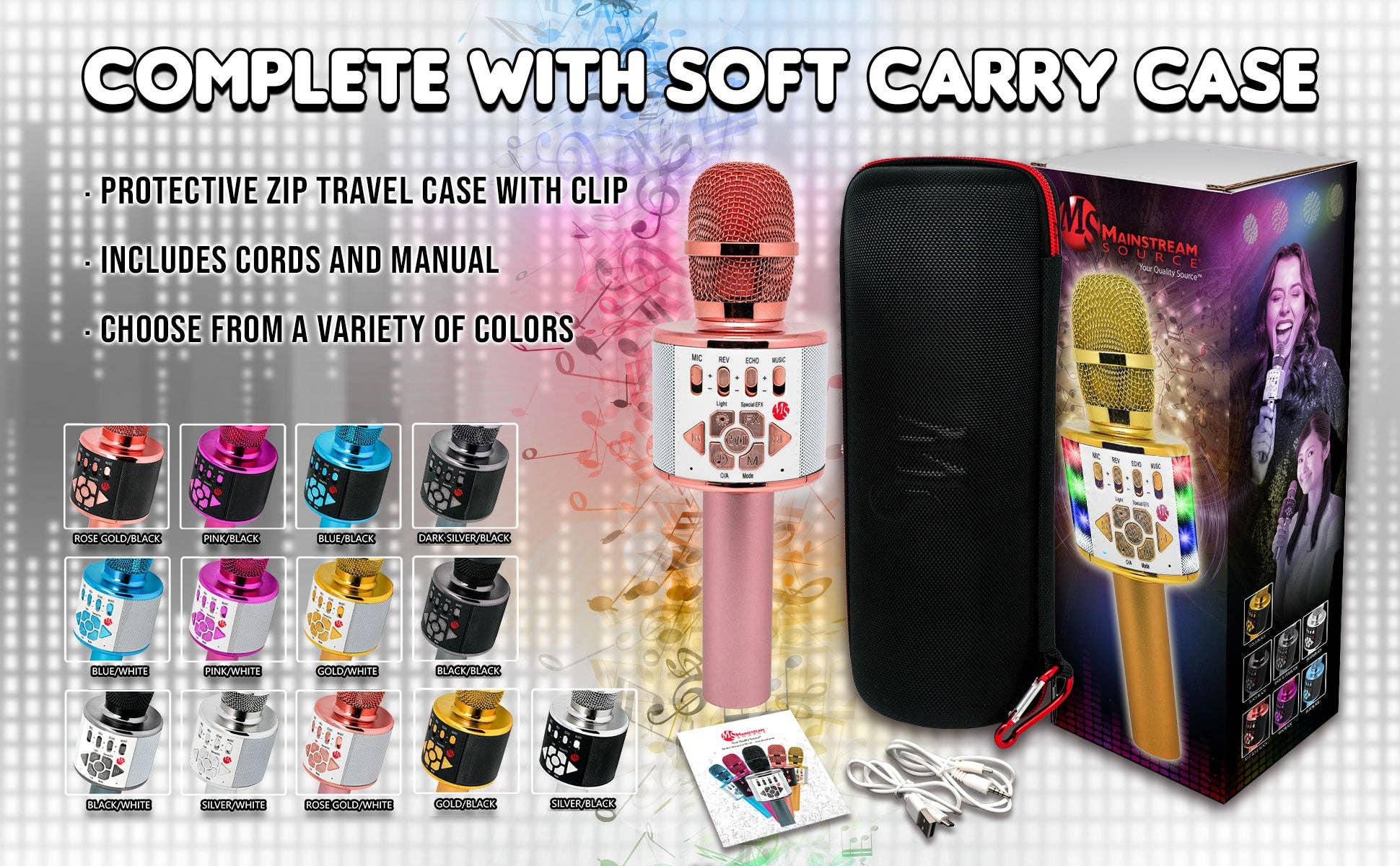 Mainstream Source - Wholesale Musical Instrument - Mainstream Source® Wireless Bluetooth Karaoke Microphone – H2