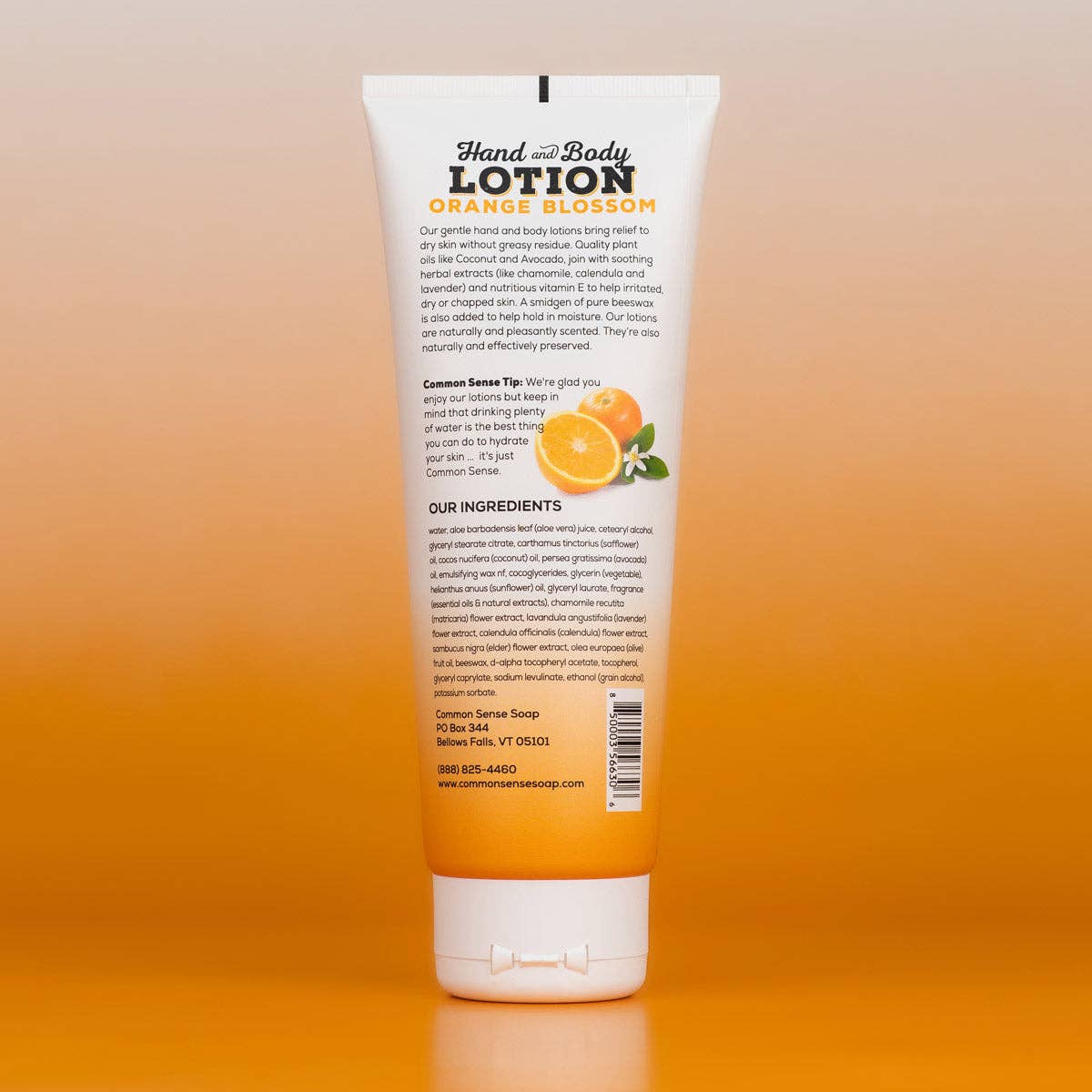 Common Sense Soap – Engroshandel Hånd- og kropslotion – Orange Blossom Lotion - 8 oz tube1