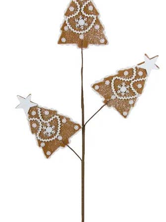 27.5"L Gingerbread Christmas Tree Spray-Brown/White-XS1160 for wholesale by General Wholesale Inc