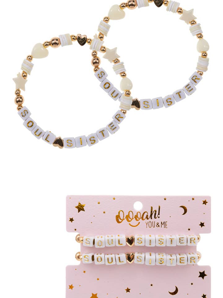 Soul Sister Letter Mix Beads Kids Stretch Bracelet for wholesale by Designature New York