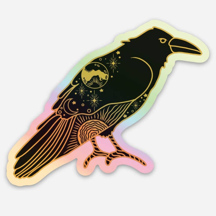Celestial Raven Holographic Sticker for wholesale by Azura Magic