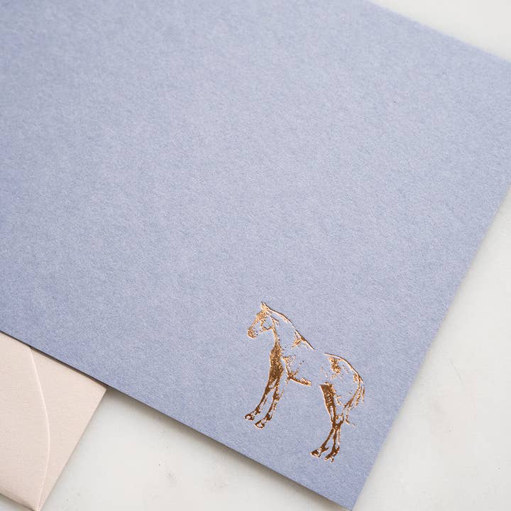 Danielle Demers Studio – wholesale Stationery/notecard set – Mixed Horse Foil Correspondence Cards, Lavender, Set of 8