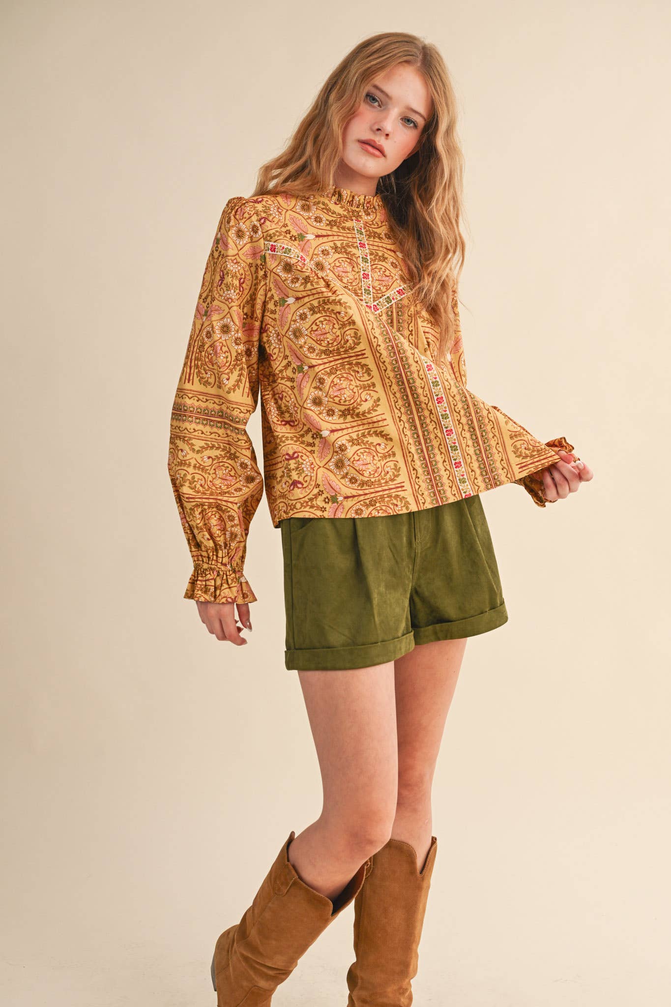 &MERCI - Wholesale Blouse - Women's - EXCLUSIVE FLORAL PRINT TOP WITH FLORAL TRIM MTP452812