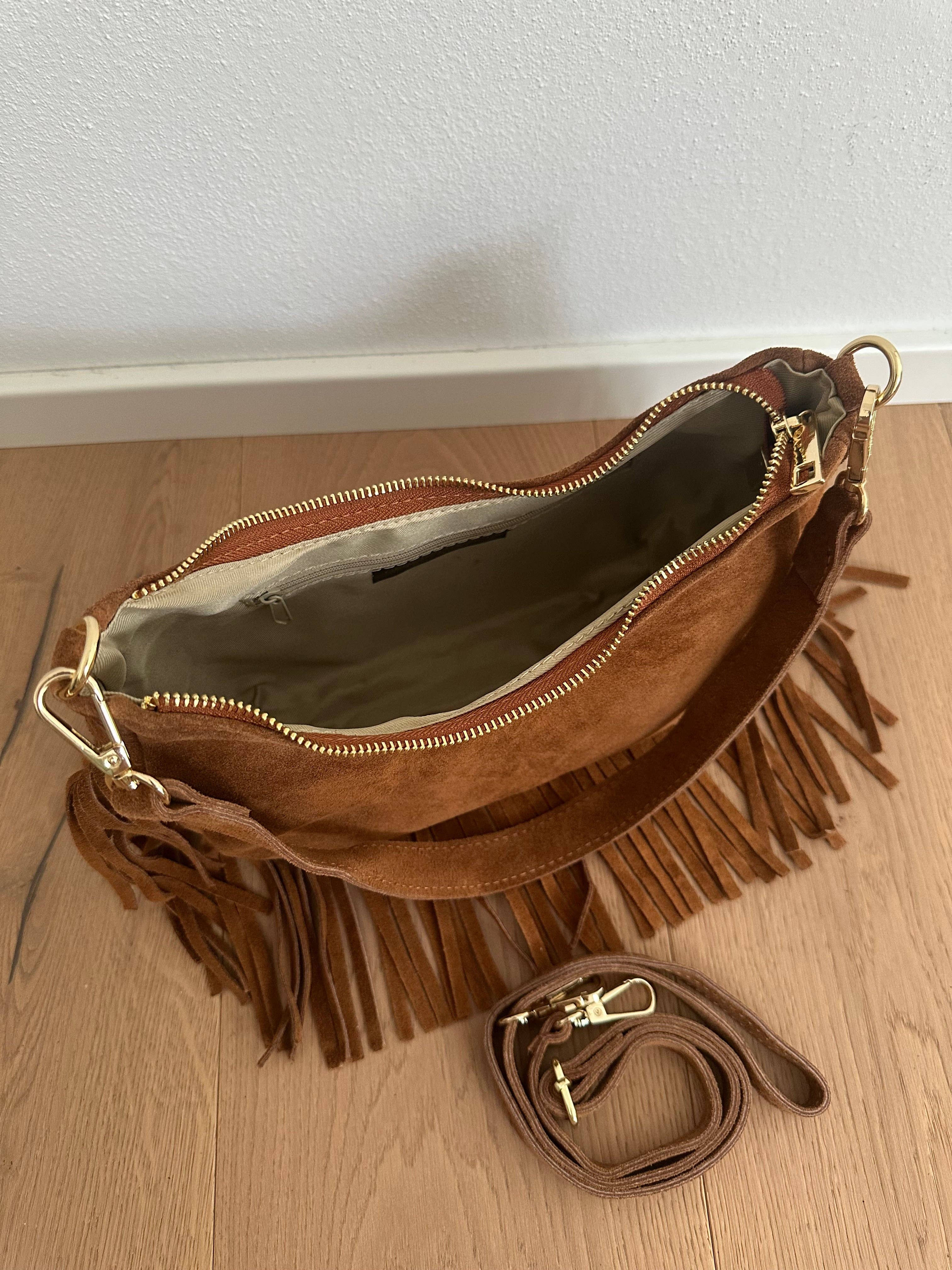 Zhade - Venta al por mayor Bolso con correa - Mujer - NINFEA - bolso de hombro de ante con flecos1