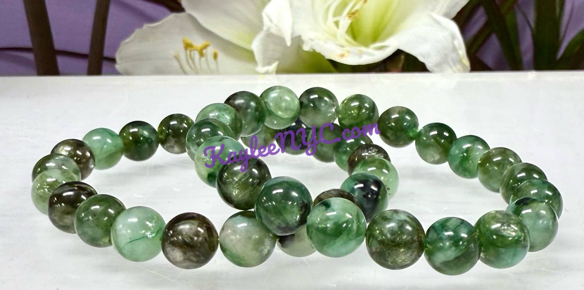 KayleeNYC - Wholesale Beaded Bracelet - Natural Green Lepidolite Mica 7.5” Stretch Bracelet4