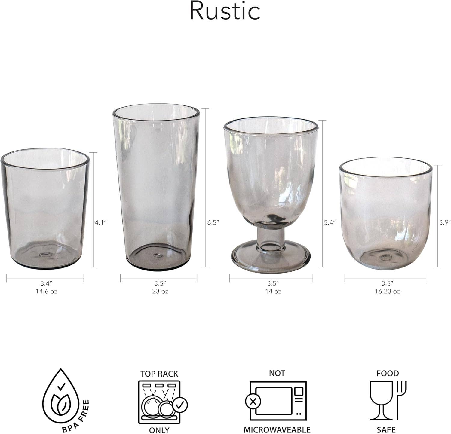 Abode Homewares by TarHong - Wholesale Drinking Glass/Cup - Rustic Goblet Shatterproof Plastic Drinkware Collection5