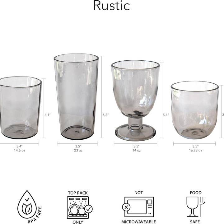 Abode Homewares by TarHong - Wholesale Drinking Glass/Cup - Rustic Goblet Shatterproof Plastic Drinkware Collection5