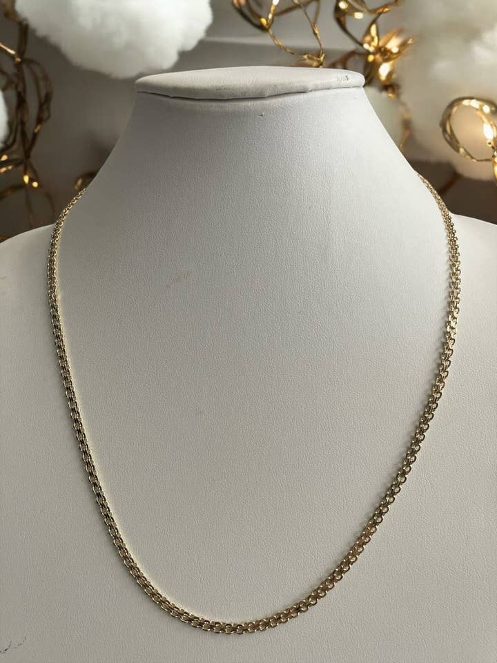Flat Round Box 24 Inch Long 14k Gold Electroplated Chain for wholesale by Divina Jewelry & Accessories LLC