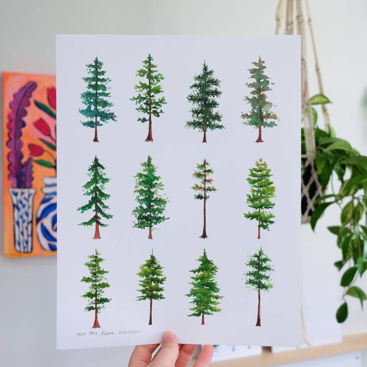 Into the Pines Watercolor Print for wholesale by Echo Foxx